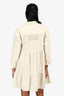 Christian Dior Cream Corduroy Logo Tiered Mini Dress Size 12+