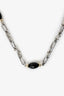David Yurman Sterling Silver/18k Yellow Gold Onyx Chain Station Necklace