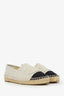 Pre-Loved Chanel™ White/Black Canvas CC Espadrille Flats Size 40