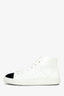 Pre-Loved Chanel™ White Quilted Leather CC Cap Toe High Top Sneaker Size 40