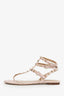 Valentino Pink Suede Rockstud Flat Thong Sandals Size 40