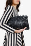 Prada Black Royal Calf Pleated Leather Pochette Clutch