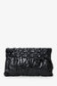 Prada Black Royal Calf Pleated Leather Pochette Clutch