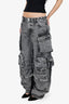 The Attico Grey Acid Wash Denim Cargo Pants Size 27