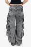 The Attico Grey Acid Wash Denim Cargo Pants Size 27