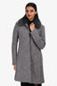 Christian Dior Multicolour/Grey Tweed Fox Fur Trim Collar Button Down Coat Size 36