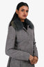 Christian Dior Multicolour/Grey Tweed Fox Fur Trim Collar Button Down Coat Size 36