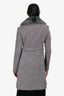 Christian Dior Multicolour/Grey Tweed Fox Fur Trim Collar Button Down Coat Size 36
