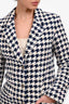 Pre-Loved Chanel™ 2019 White/Blue Houndstooth Logo Blazer Size 34