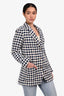 Pre-Loved Chanel™ 2019 White/Blue Houndstooth Logo Blazer Size 34