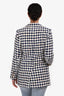 Pre-Loved Chanel™ 2019 White/Blue Houndstooth Logo Blazer Size 34