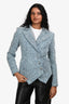 Pre-Loved Chanel™ Blue Tweed Metallic CC Double Breasted Blazer Size 34