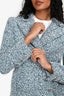 Pre-Loved Chanel™ Blue Tweed Metallic CC Double Breasted Blazer Size 34