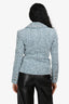 Pre-Loved Chanel™ Blue Tweed Metallic CC Double Breasted Blazer Size 34