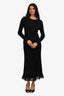 Pre-Loved Chanel™ Black Cotton Blend Ribbed Lace CC Long Dress Size 36