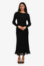 Pre-Loved Chanel™ Black Cotton Blend Ribbed Lace CC Long Dress Size 36