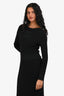 Pre-Loved Chanel™ Black Cotton Blend Ribbed Lace CC Long Dress Size 36