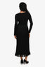 Pre-Loved Chanel™ Black Cotton Blend Ribbed Lace CC Long Dress Size 36