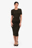 Fendi Green/White 'FF' Monogram Jacquard Bodycon Dress Size 40