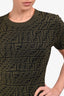 Fendi Green/White 'FF' Monogram Jacquard Bodycon Dress Size 40