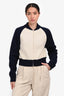 Christian Dior Cream/Blue Virgin Wool Blend Logo Bomber Jacket Size 6