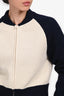 Christian Dior Cream/Blue Virgin Wool Blend Logo Bomber Jacket Size 6