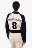 Christian Dior Cream/Blue Virgin Wool Blend Logo Bomber Jacket Size 6