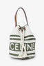Celine 2022 Green/White Terry Cloth Teen Drawstring Plein Soleil Bucket Bag