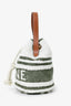 Celine 2022 Green/White Terry Cloth Teen Drawstring Plein Soleil Bucket Bag