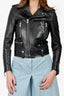 Saint Laurent Black Leather 'YSL' Biker Jacket Size 38