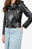 Saint Laurent Black Leather 'YSL' Biker Jacket Size 38