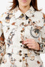 Hermès Vintage White Printed Jacket With Midi Skirt Set Size 40