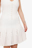 Pre-Loved Chanel™ Pink Pleated Pearl Ribbed Knit Cardigan With Sleeveless Midi Dress Set Size 38