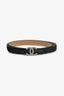 Pre-Loved Chanel™ 2013 Black Metallic Leather CC Belt Size 85/34
