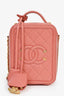 Pre-Loved Chanel™ 2019 Pink Caviar Leather Vertical Filigree Vanity Case