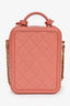 Pre-Loved Chanel™ 2019 Pink Caviar Leather Vertical Filigree Vanity Case