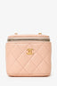Pre-Loved Chanel™ 2021 Pink Quilted Lambskin Pearl Crush Mini Vanity Case