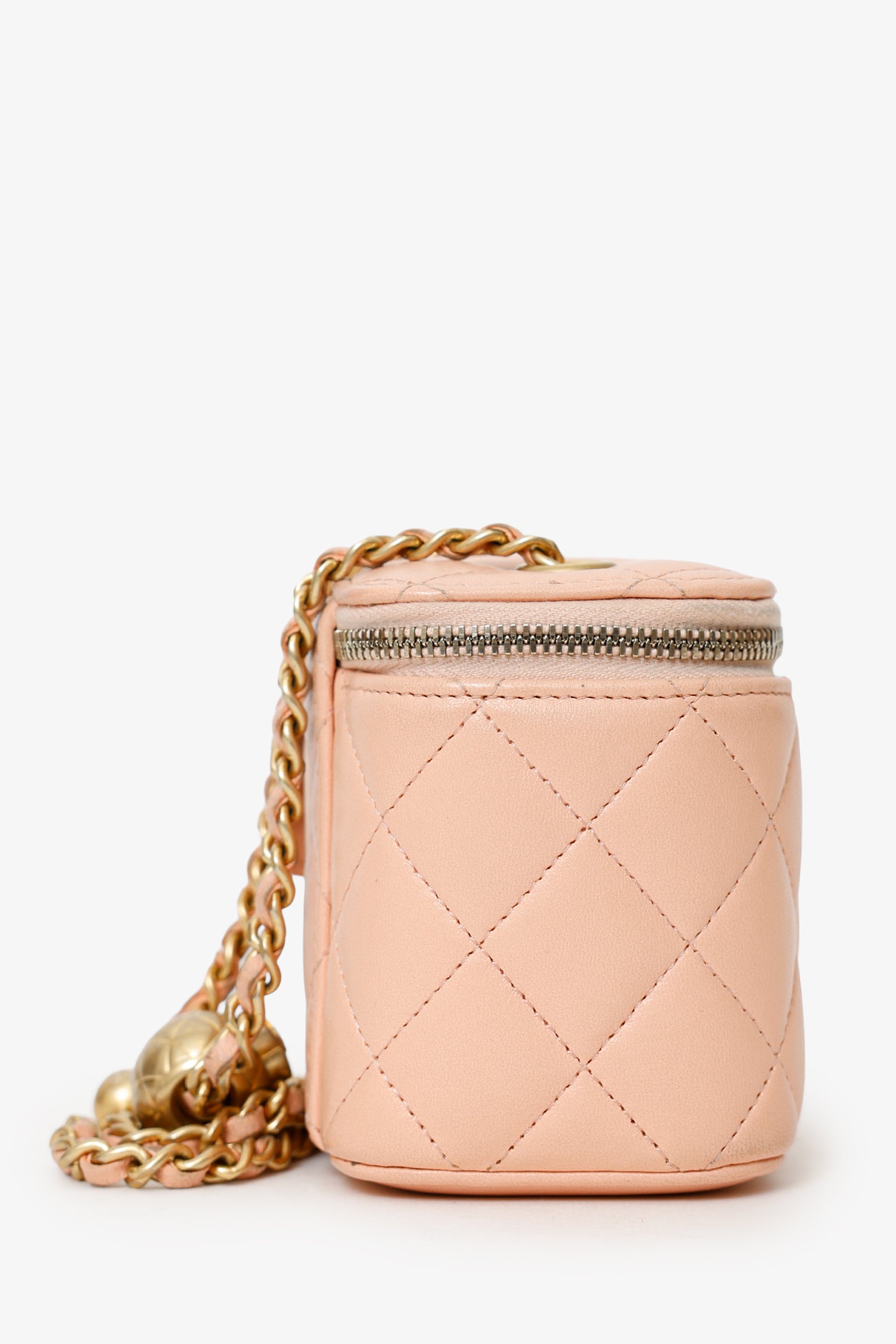 Pre-Loved Chanel™ 2021 Pink Quilted Lambskin Pearl Crush Mini