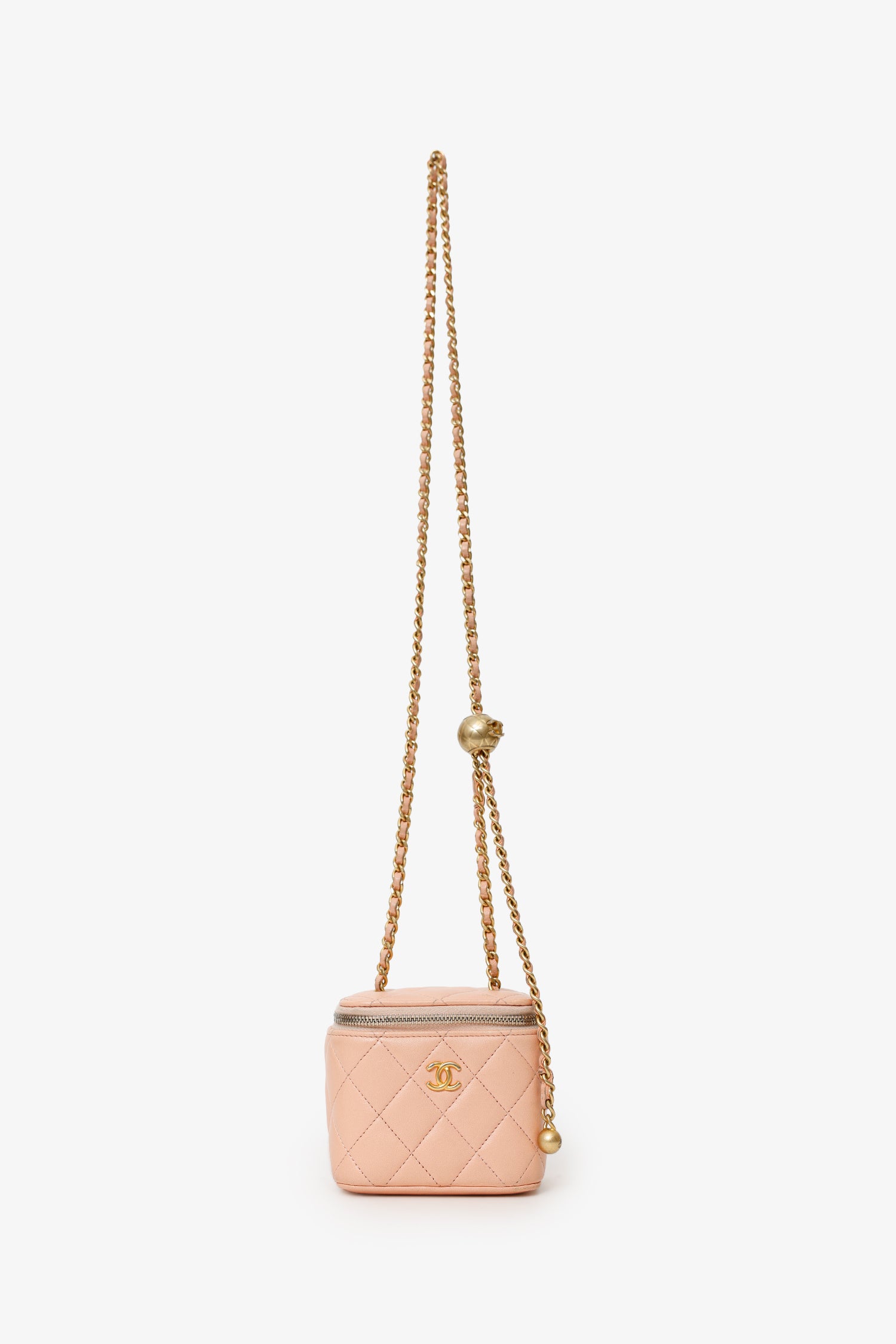 Pre-Loved Chanel™ 2021 Pink Quilted Lambskin Pearl Crush Mini