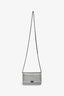 Pre-Loved Chanel™ 2016 Silver Metallic Caviar Leather Chevron Wallet on Chain