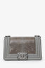 Pre-Loved Chanel™ 2014 Grey Lizard Leather Small Boy Bag