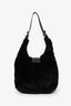 Fendi Black Chinchilla Fur Baguette Hobo Bag