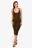 Enza Costa Olive Green Ribbed Sleeveless Bodycon Dress Size S