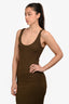 Enza Costa Olive Green Ribbed Sleeveless Bodycon Dress Size S