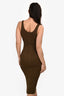 Enza Costa Olive Green Ribbed Sleeveless Bodycon Dress Size S
