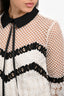 Self-Portrait White/Black Eyelet Embroidered 3/4 Sleeve Dress Est. Size S/M