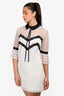 Self-Portrait White/Black Eyelet Embroidered 3/4 Sleeve Dress Est. Size S/M