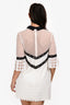Self-Portrait White/Black Eyelet Embroidered 3/4 Sleeve Dress Est. Size S/M