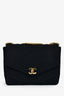 Pre-Loved Chanel™ Vintage Black Jersey Chevron-Quilting Chain Bag