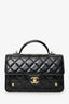 Pre-Loved Chanel™ 25B Black Lambskin Quilted Top Handle Wallet On Chain
